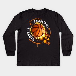 Graphic Basketball Name Atlanta Classic Styles Kids Long Sleeve T-Shirt